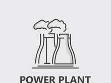 Power plant vector icon. Nuclear cooling Factory sign. Industry symbol. Simple isolated logo