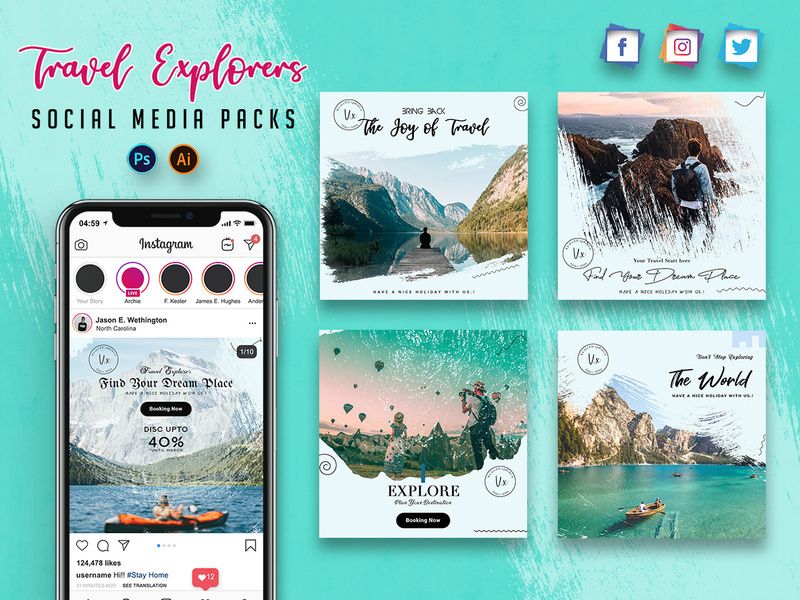 Travel Explorers Social Media Packs