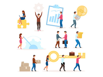 Organization functioning flat vector illustration set preview picture