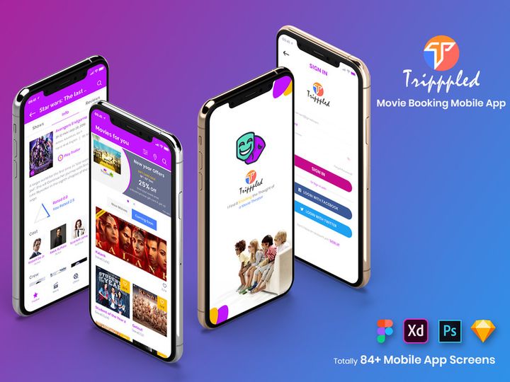 Tripppled-Movie Booking Mobile App UI Kit