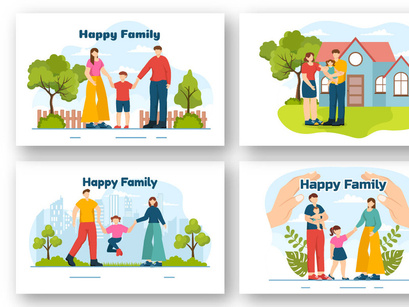 12 Happy Family Illustration
