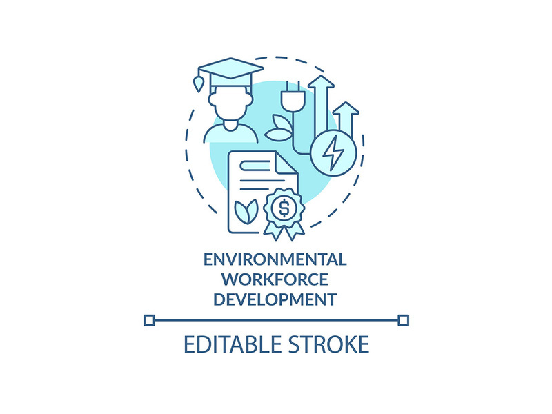 Environmental workforce development turquoise concept icon