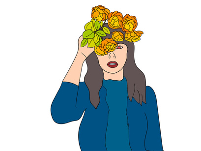 Woman With Flower in Head Vector Bundle