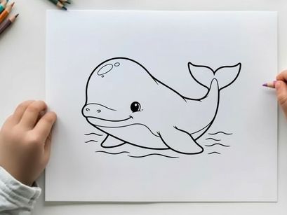 Cute whale swimming underwater vector illustration