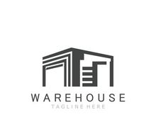 Warehouse modern storage logo business industry illustration
