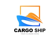 Cargo Ship Logo, Fast Cargo Ship Vector