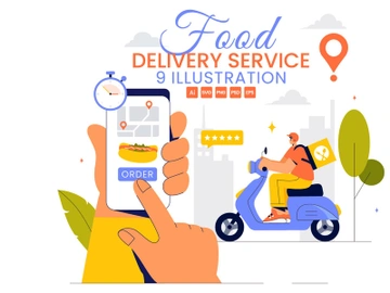 9 Online Food Delivery Illustration preview picture