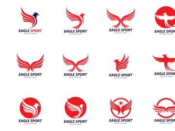Wing Bird Falcon red logo vector preview picture