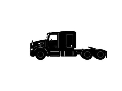 Silhouette of a semi truck without trailer on white background