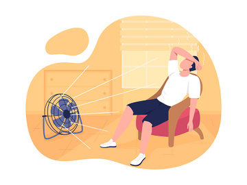 Cooling home at summer 2D vector isolated illustration preview picture