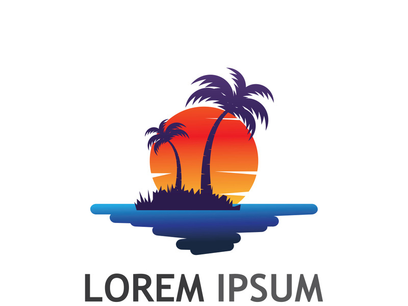 Summer palm tree logo design.