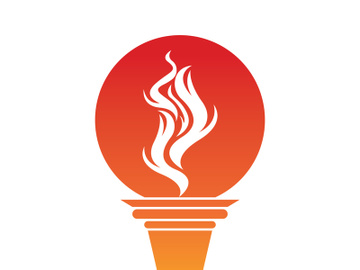 Burning Torch Fire Flame with Pillar column logo design preview picture