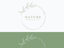 Hand drawn Botanical logo,leaf and natural olive fruit .Herbal, olive oil,cosmetic or beauty.
