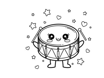 Cute snare drum with face vector illustration flat design