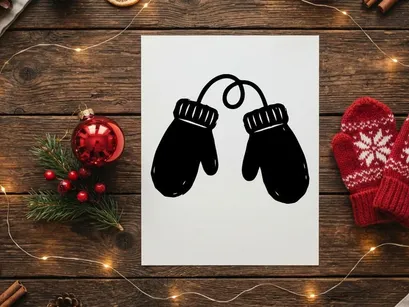 Child's Christmas Mittens with String for Holiday Warmth and Comfort