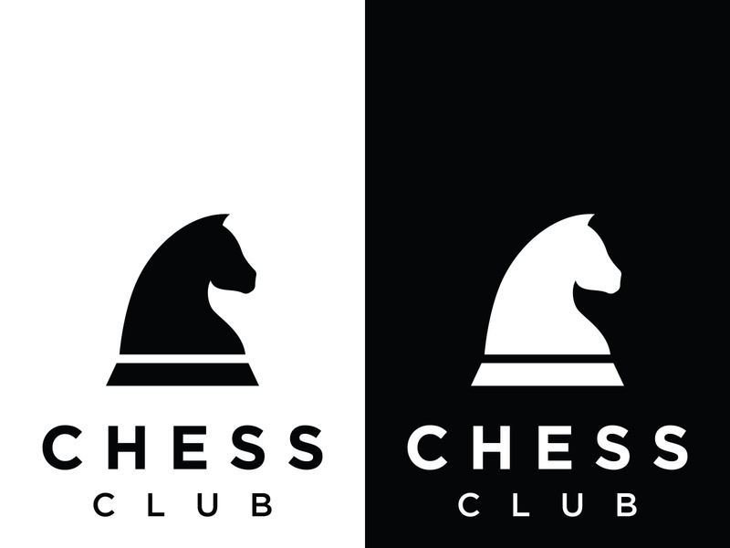 Chess strategy game logo with horse, king, pawn and rook. Logos for tournaments, chess teams and games.