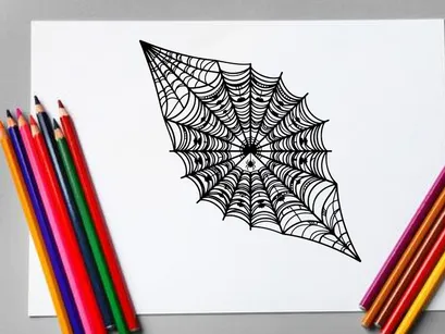 Intricate Spider Web with Dew Drops on Black Background