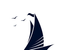 Sailboat boat on sea ocean wave with logo design simple ship