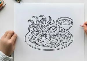 Octopus pasta bowl flat design vector illustration