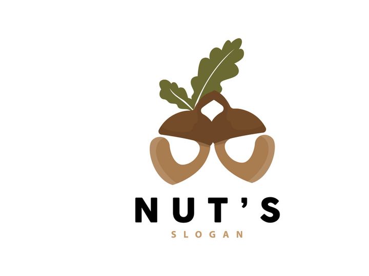 Acorn Logo, Nut Design With Oak Leaves Simple