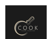 frying pan and spatula logo, kitchen cooking equipment, for business, company, restaurant