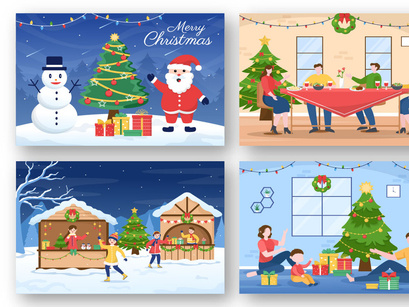 26 Merry Christmas and Happy New Year Illustration