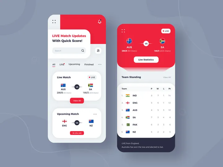 Live Sport App Design preview picture