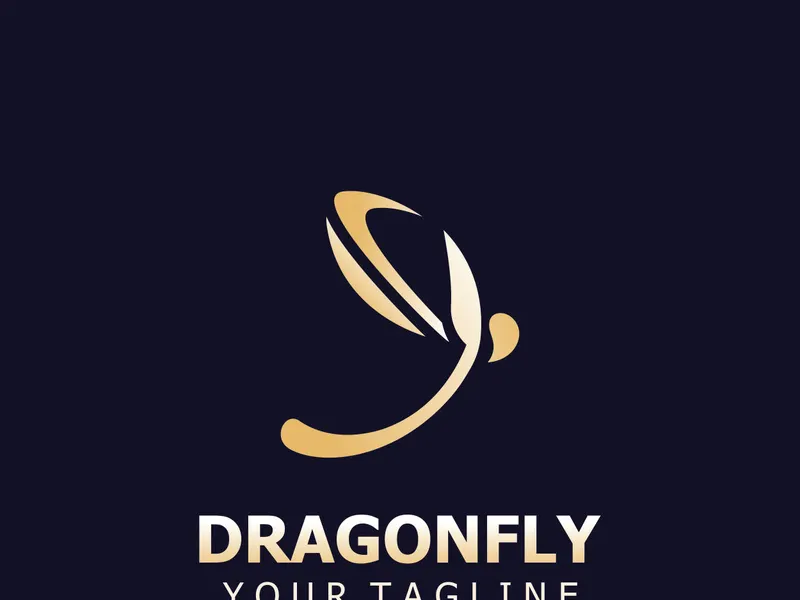 Dragonfly logo design modern and elegant minimalist color style monoline illustration