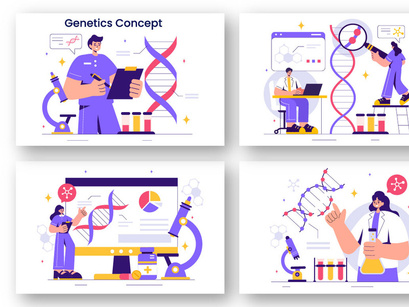 9 Genetic Science Concept Illustration