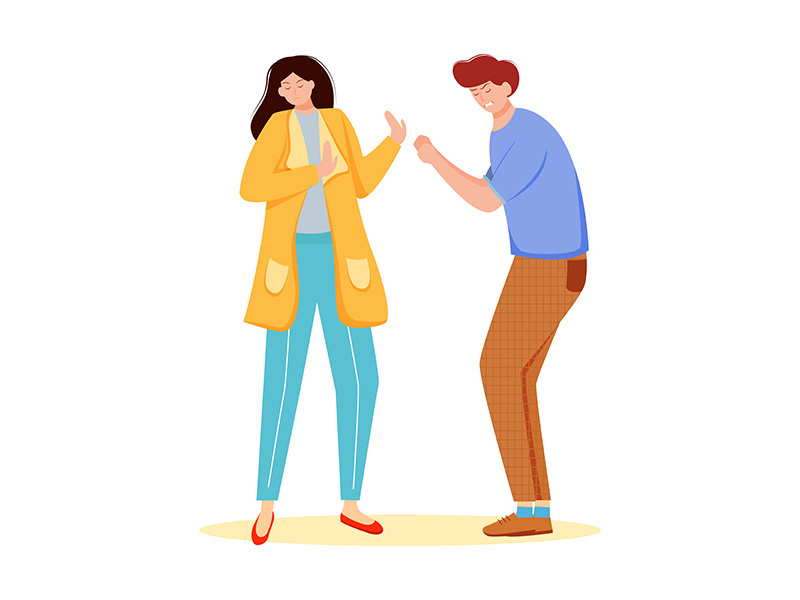 Trouble relationship flat vector illustration