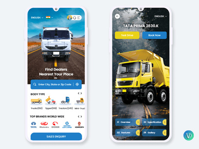 Buy Heavy Commercial Trucks Vehicle Mobile App UI Kit