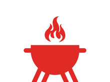 BBQ grill simple and symbol icon with smoke or steam logo vector illustration
