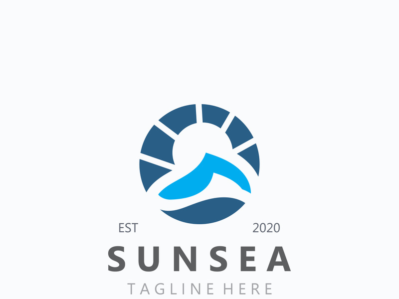 Sun sea Logo design creative premium sun beach logo icon vector template