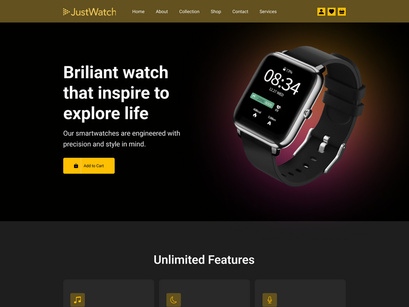 Just Watch - Smart Watch Website Landing Page design