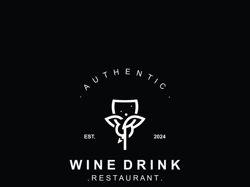 Wine drink Vintage logo label with glass or beer premium, bars, clubs, cafes company