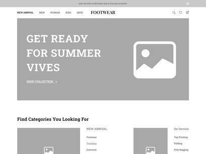 Footwear-E-Commerce Website Wireframe Design