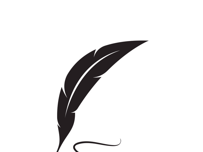 Feather quill design icon and logo illustration classic stationery
