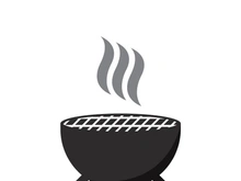 BBQ grill simple and symbol icon with smoke or steam logo vector illustration