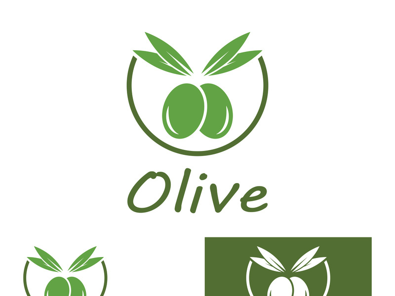 Branched olive fruit logo with creative idea.