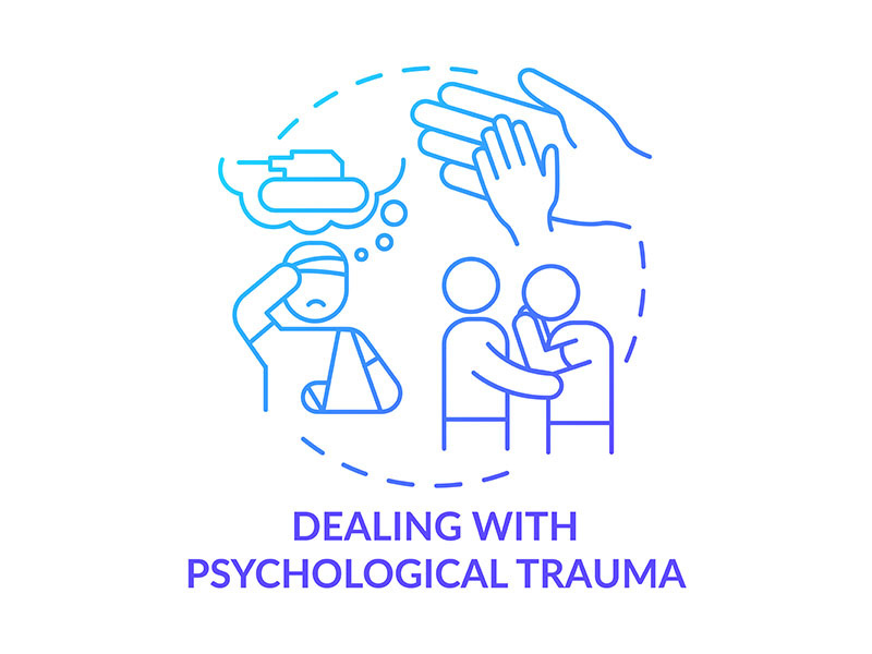 Dealing with psychological trauma blue gradient concept icon