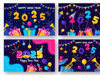 12 Happy New Year 2025 Illustration