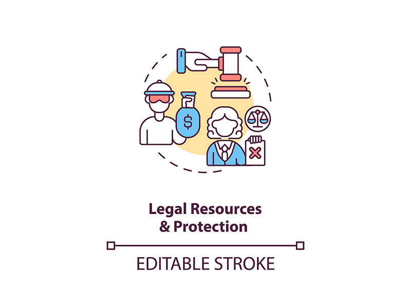 Legal resources and protection concept icon