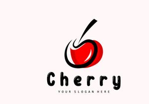 Cherry Fruit logo, Red Colored plant vector illustration, Fruit Shop Design, Company, Sticker, Product Brand