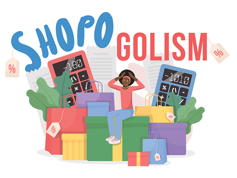 Shopogolism flat concept vector illustration