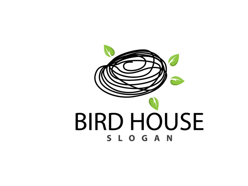 Bird Nest Logo, Bird House Shelter Vector