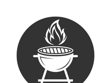 BBQ grill simple and symbol icon with smoke or steam logo vector illustration