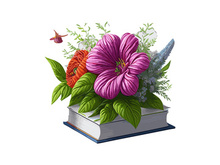 Vector Illustration Books decorated by flowers