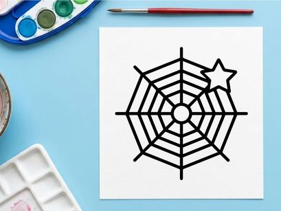 Handgezeichneter Halloween-Stern-Dekor mit Spinnennetzmuster. Vintage-gruseliges geometrisches Symbol für Bastelarbeiten und Party-Design.