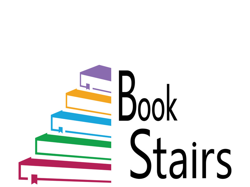 book stairs logo, or library for bookstores, book companies, publishers, encyclopedias, libraries, education, digital books, vectors