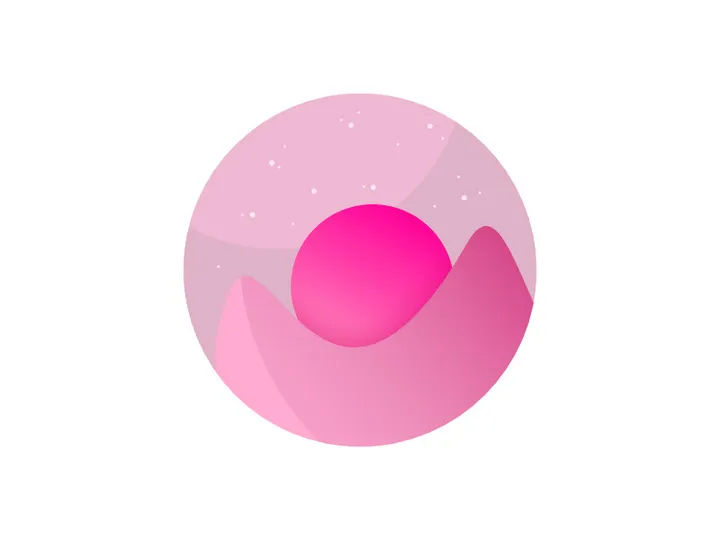 Pink SunSet Landscape Illustration.